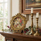 Cuspin Vintage Round Gold Picture Frame 4x4 Inch, Ornate Floral Resin Photo - Image 3