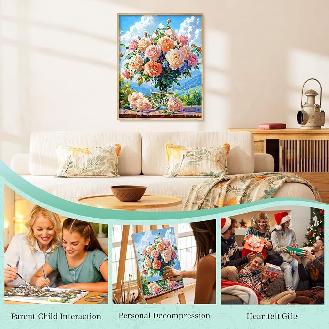 Cytheron Paint by Numbers Kit for Adults, Rose DIY Painting Kit, 16x20 Inch | - Image 7