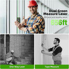 Huepar Dual Laser Measuring Tool, 656Ft Green-Beam Bilateral Digital Laser - Image 2