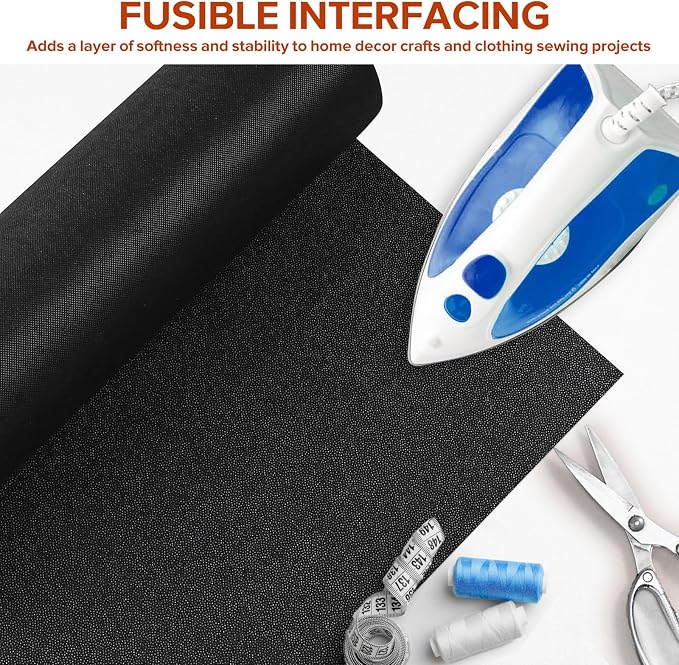 ZOMONETI Medium Weight 17in x 30yd Black Iron On Non-Woven Fusible Interfacing - Image 6