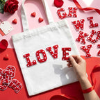 WILLBOND 52 Pcs Valentine's Day Heart Self Adhesive Chenille Letters Patches - Image 2