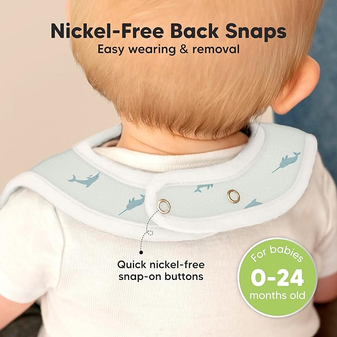 KeaBabies 8-Pack Organic Baby Bibs for Boys, Girls - Super Absorbent Cotton Drool Bibs for Baby Girl & Boy, Teething Toddler, Drooling Newborn, Ultra Soft & Machine Washable (Marine Muse)