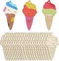 30 Pcs Wooden Ice Cream Decor Unfinished Wood Crafts by Unknown