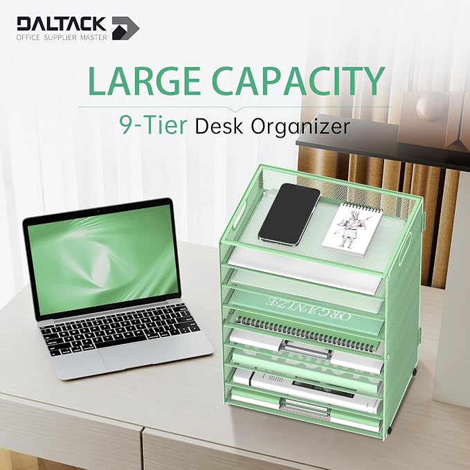 DALTACK 9-Tier Paper Organizer for Desk, Mesh Letter Tray Desk Organizer - Image 3