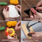Elegaperma 10 Pairs Felting Finger Guards, Leather Finger Guards, Needle - Image 5