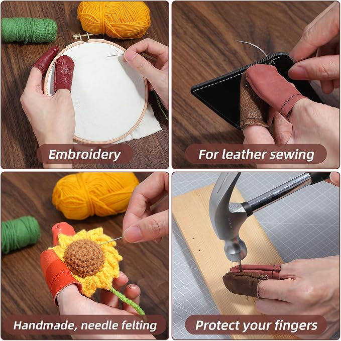 Elegaperma 10 Pairs Felting Finger Guards, Leather Finger Guards, Needle - Image 5