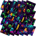 HunnmingRe 20 Pcs 10''x10'' Neon Halloween Quilting Fabric Square Spooky Ghost by HunnmingRe