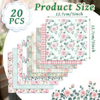 HunnmingRe 20 Pcs 10''x10'' Floral Greenery Quilting Fabric Square Watercolor - Image 2