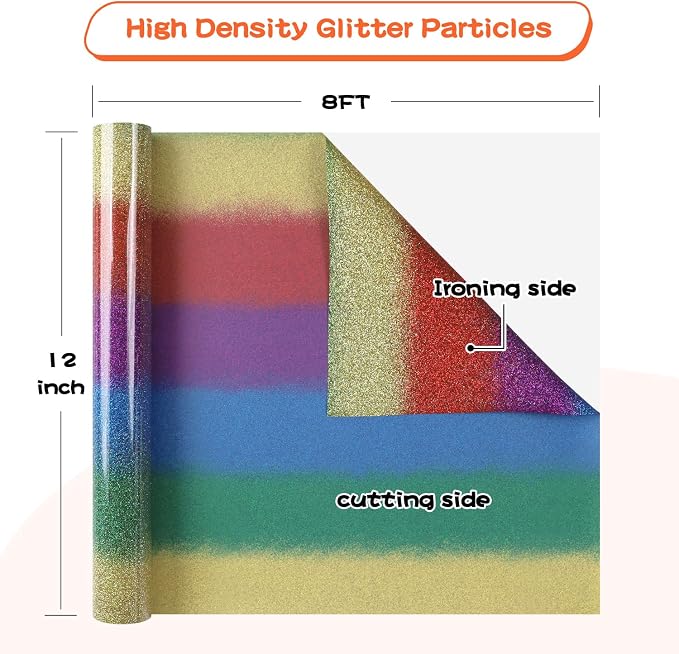 guangyintong Rainbow Glitter Heat Transfer Vinyl Rolls - Image 3