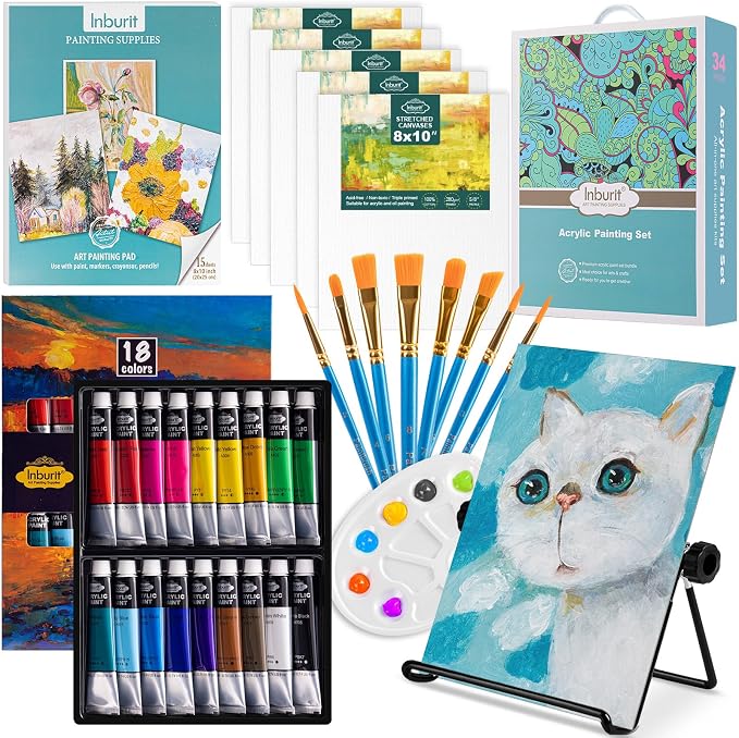 Inburit Acrylic Paint Set for Kids & Adults, Art Supplies Kit by Inburit