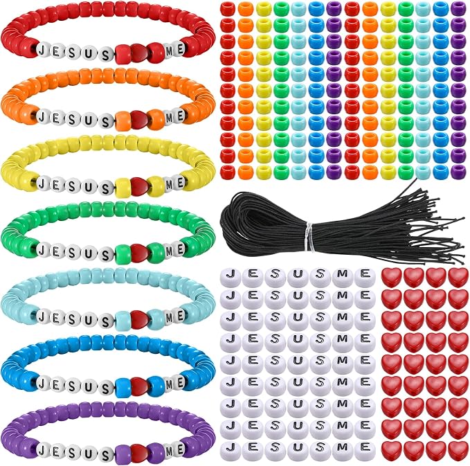 Ferreve 35 Sets Christian Bracelet Crafts Jesus Loves Me Bead Wristband Craft by Ferreve