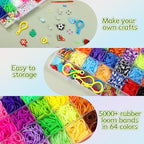 XKDOUS 64 Colors Rubber Band Bracelet Kit, Bracelet Making Kit - Image 6