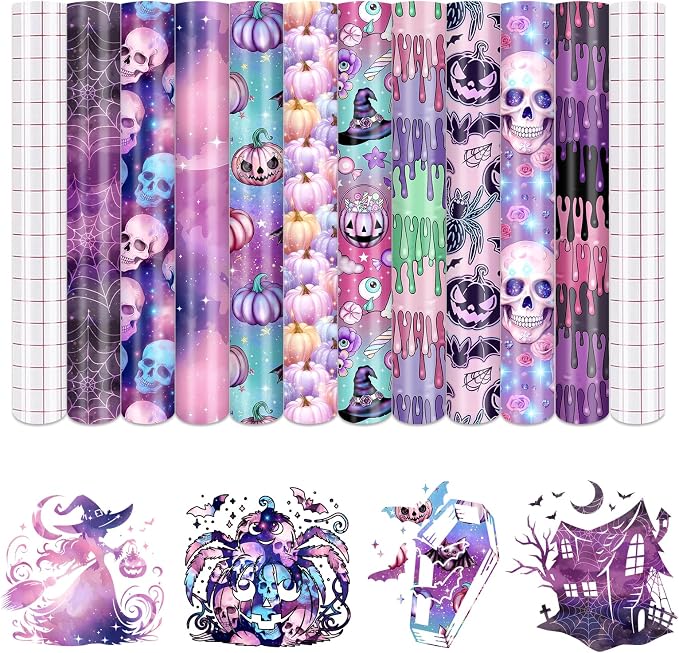 Purple Halloween Permanent Adhesive Vinyl 10 Sheets 12'' x 10'' | Colorful by CraftingEveryday