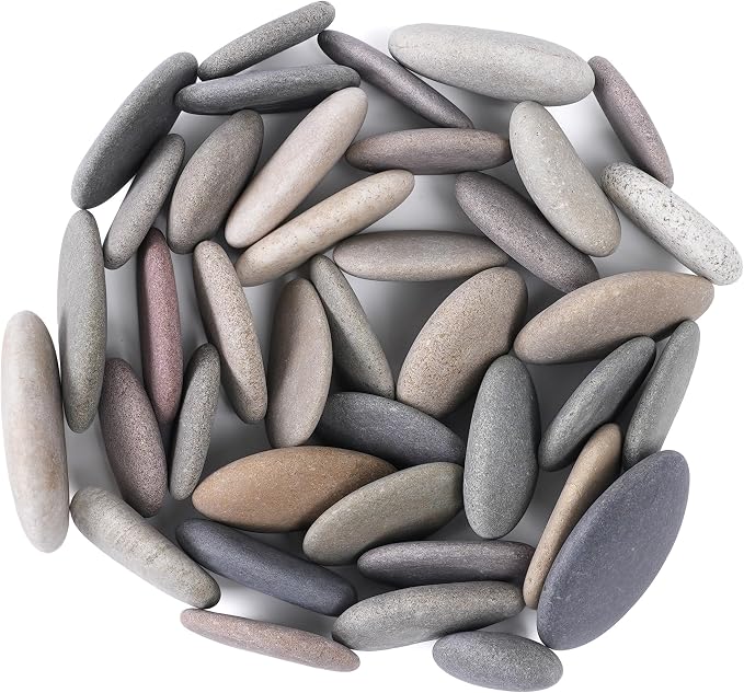 ROCART 24 PCS Large 3.35-4.15" Smooth Natural River Rocks by ROCART