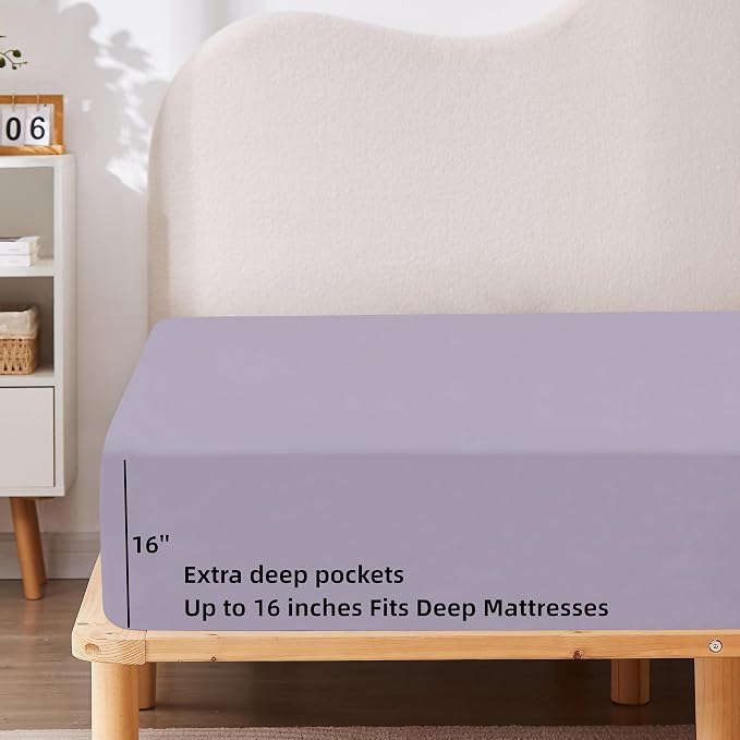 HBHLFZ Queen Fitted Sheet Only, Soft Breathable Bottom Sheet - Image 3
