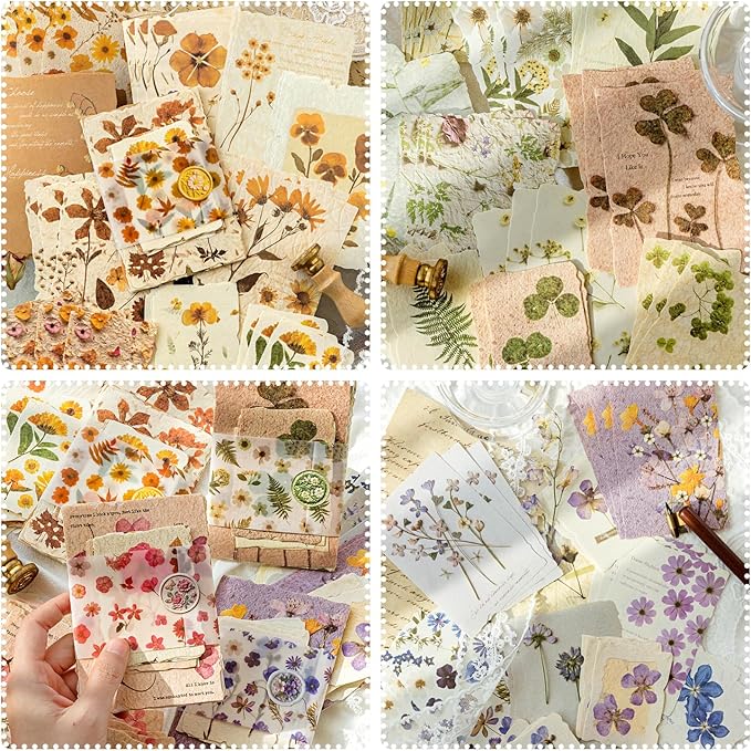 120 Pcs Floral Textured Scrapbook Paper Junk Journal Supplies Stationery | 4 by Unknown