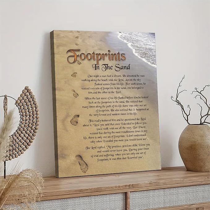 Zapeeitt Footprints On The Beach Poems Inspirational Quotes Poster Art Print - Image 4