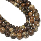 35pcs Round Loose Brown Crack Old Agate Beads by Yochus
