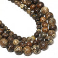 45pcs Round Loose Brown Crack Old Agate Beads by Yochus