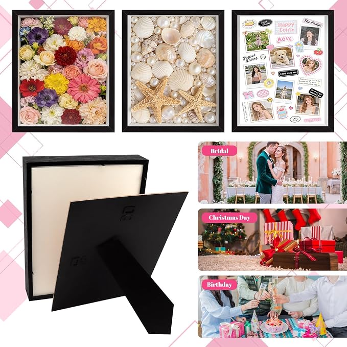 VOKOY 2 Pack 8" x 10" Shadow Box Frame, Wooden Black Hollow Photo Frame - Image 5