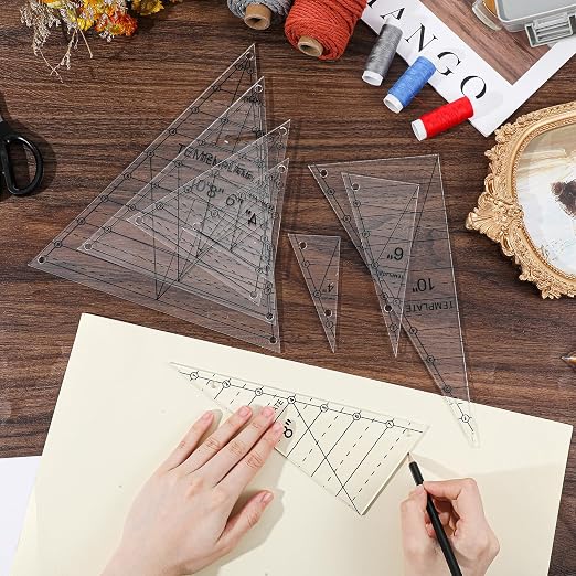 8 Pcs Tall Triangle Ruler for Quilting 4 6 8 10 Inch Acrylic Template Rulers - Image 5