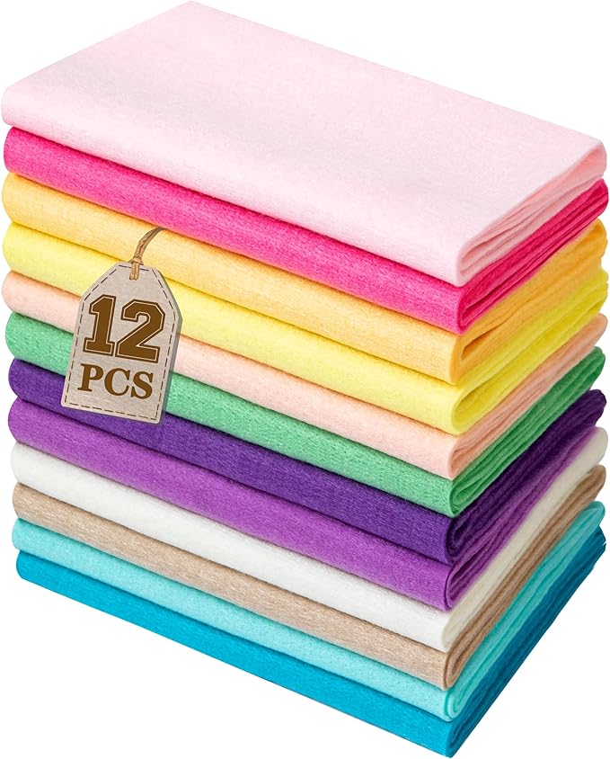 HaoFeiJH 12 Rolls 8"x20" 1.4mm Thick Soft Felt Fabric Sheets – 12 Assorted by HaoFeiJH