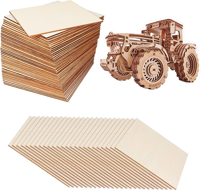 50 Pieces 6x6 Inch Wood Squares Unfinished Basswood Plywood Wooden Sheets 1/8 - Image 6