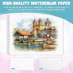 Watercolor Paper Pad, Watercolor Sketchbook 9" x12” 140lb/300gsm, Spiral Bound - Image 4