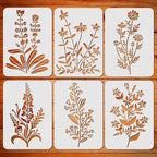 ORIGACH 6 Pcs Field Flowers Stencil by ORIGACH