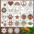 20 Pieces Stencil for Painting, Love Peace Sign Stencil Rainbow Star Heart - Image 8