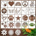 20 Pieces Stencil for Painting, Love Peace Sign Stencil Rainbow Star Heart by Huahui
