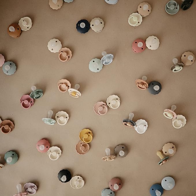 FRIGG Daisy SilkySoft Silicone Baby Pacifier | Made in Denmark | BPA-Free (Baked Clay/Cream, 0-6 Months)