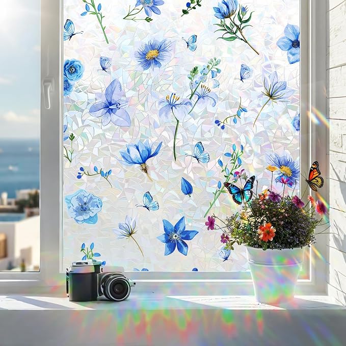 Coavas Stained Glass Window Privacy Film, Rainbow Static Cling Decorative by Coavas