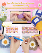Coopay Crochet Kit Beginners for Blanket, Granny Squares Crochet Blanket Kit w - Image 2