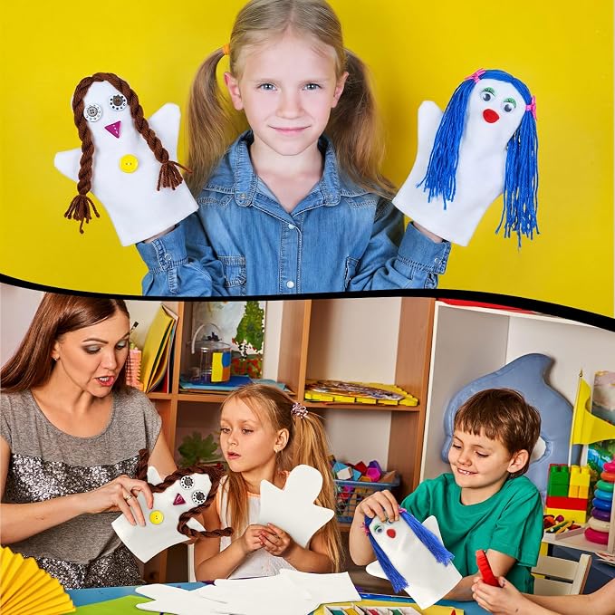 Soulchen 12 Pcs DIY Cotton Hand Puppet Kit 8 x 9.8 Inch Making Your Own Puppets - Image 7