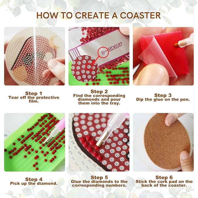 Temlum 6 Pcs Diamond Painting Coasters - Image 3