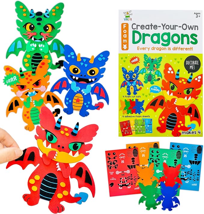 VKPI 4 Pieces EVA Foam Art Crafts Gift Kit, Creative Make Your Own Dragon by VKPI