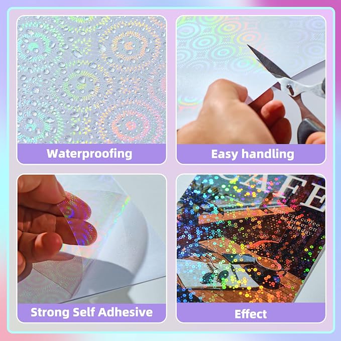 36 Sheets Holographic Laminate Sheets 8.5x11 Inch Self Adhesive 6 Patterns | - Image 5