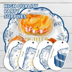 168Pcs Blue Floral Plates Blue Toile Scalloped Plates and Napkins Serves 24 | - Image 3