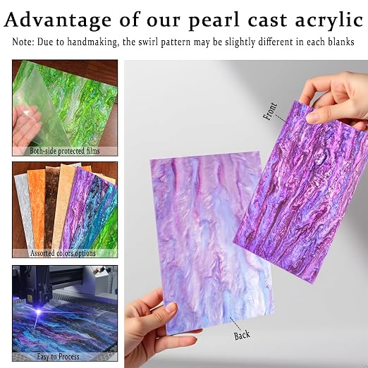 Pearl Glitter Cast Acrylic Sheet, 12x8 Inch, 2 Pack | 1/8 Inch Thickness - Image 3