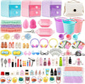 118Pcs Dollhouse Mini Jewelry Storage Case Cosmetic Hand Bag Towel Bathroom Set by HSJH