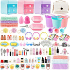 118Pcs Dollhouse Mini Jewelry Storage Case Cosmetic Hand Bag Towel Bathroom Set by HSJH