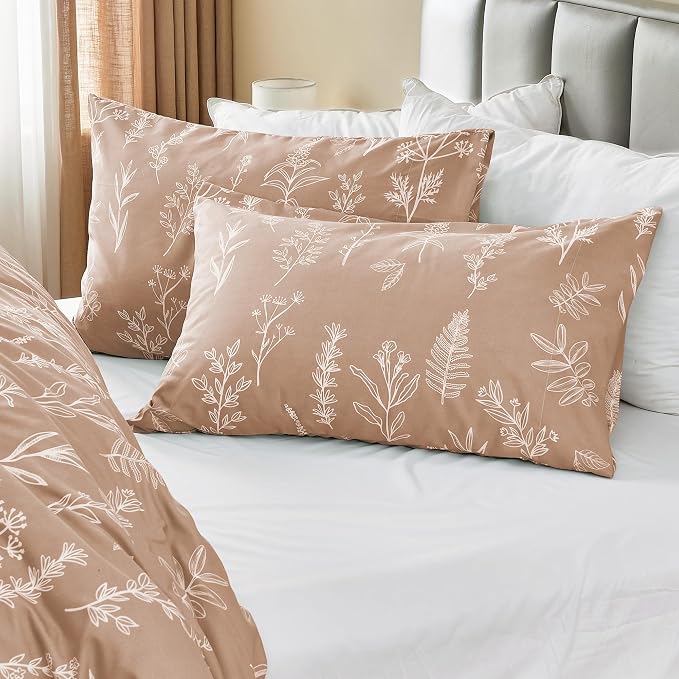 MUXHOMO Duvet Cover Queen Size, Reversible Floral Rosy Gold Duvet Cover Set - Image 4