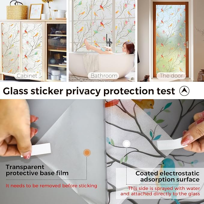 Coavas Stained Glass Window Film, Decorative Frosted Glass Window Privacy Film - Image 7