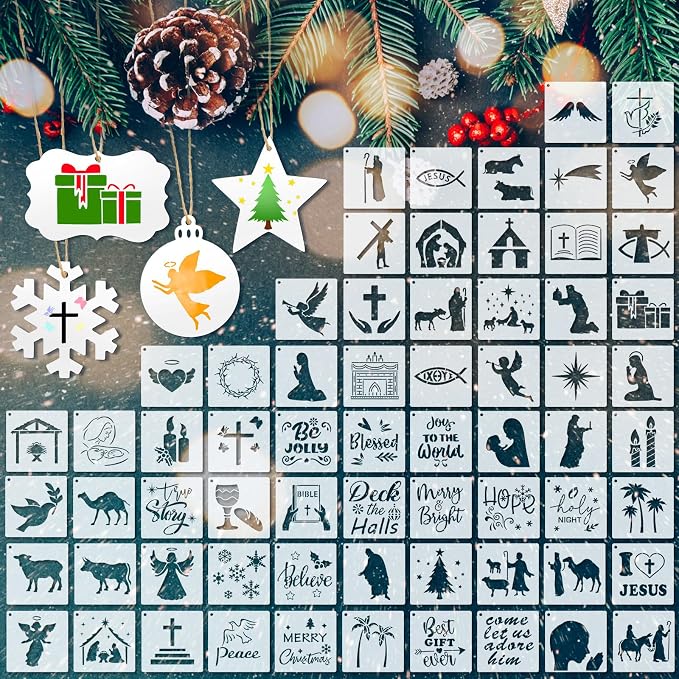 Marspark 66 Pcs Small Stencils for Crafts Reusable 3 Inch Stencils for Painting by Marspark