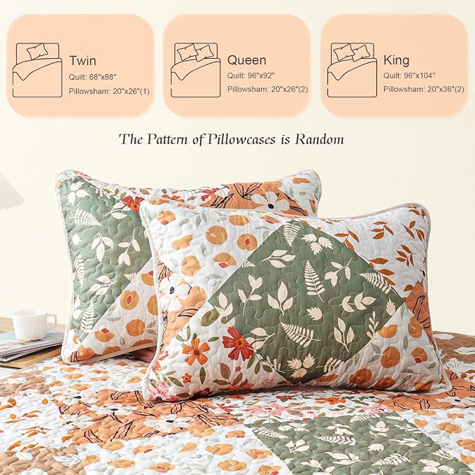 Whale Flotilla Patchwork Quilt Twin Size, Extra Soft Boho Floral Bedspreads - Image 5