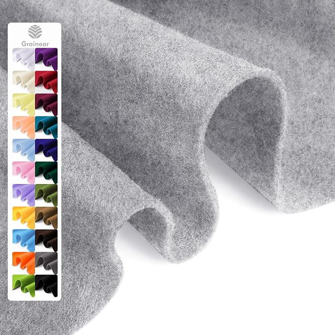 Gray Soft Felt Fabric Sheet 36" x 36", 1.6mm Thick, Premium Craft Felt by Grainear