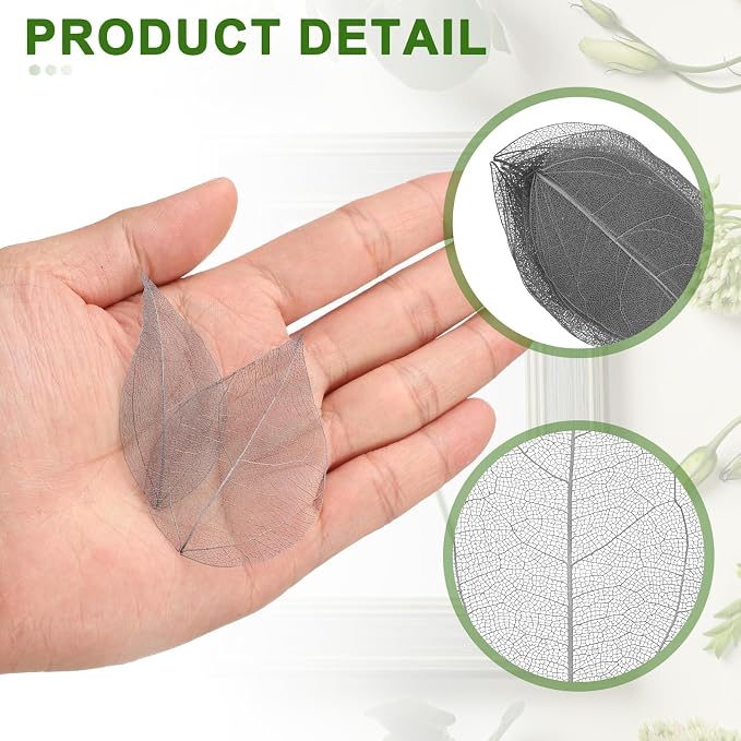 uxcell 100 Pcs Grey Skeleton Leaves - Image 3