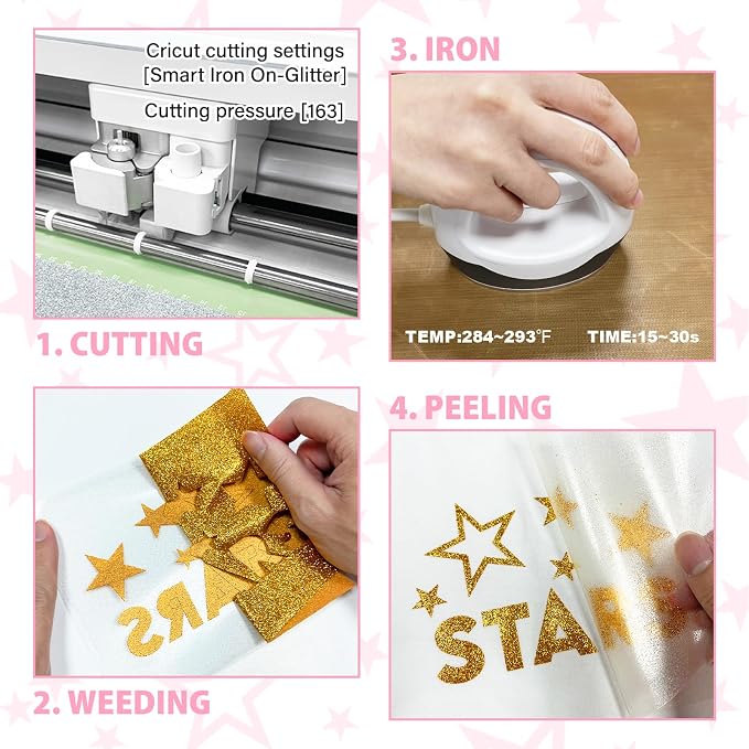 Golden Glitter Heat Transfer Vinyl, Glitter Iron-On - Image 4