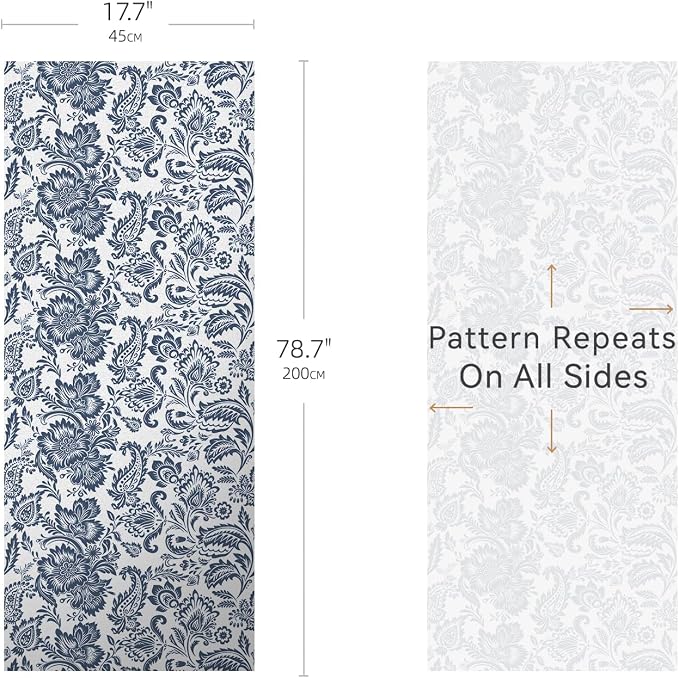 DKTIE Blue Bohemian Seamless Decorative Privacy Window Film Patterns Stain - Image 2